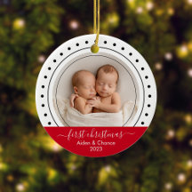 Premier Noël de bébé points noirs, blancs et rouge