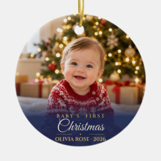 Décoration En Céramique Premier Noël de bébé tout en photo marine