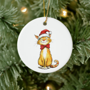 Décoration En Céramique Premier Noël de chat sauvé dans son foyer pour tou