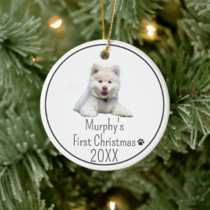 Décoration En Céramique Premier Noël de Chien Photo Personnalisée