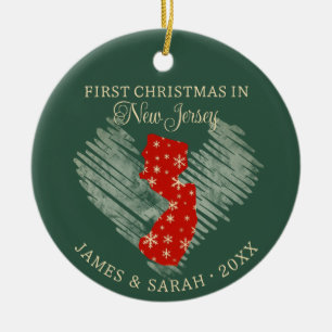 Décoration En Céramique Premier Noël de couple dans l'État du New Jersey a