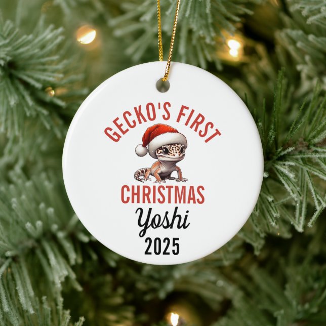 Décoration En Céramique Premier Noël de Gecko Léopard 2025 (Arbre)