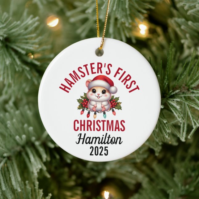 Décoration En Céramique Premier Noël de hamster 2025 (Arbre)