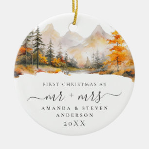 Décoration En Céramique Premier Noël de M. et Mme Mountain Forest Mariage