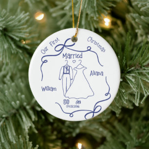 Décoration En Céramique Premier Noël de mariage personnalisé pour jeunes m