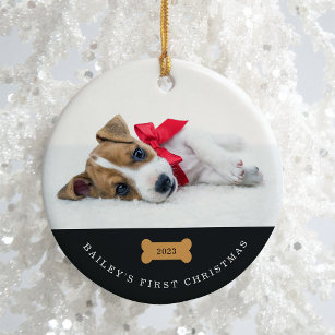 Décoration En Céramique Premier Noël de votre chien   Charbon avec photos