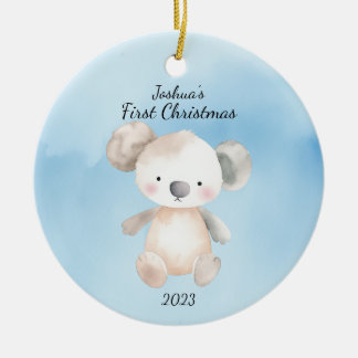Décoration En Céramique Premier Noël du bébé KoalaBear bleu Personnalisé