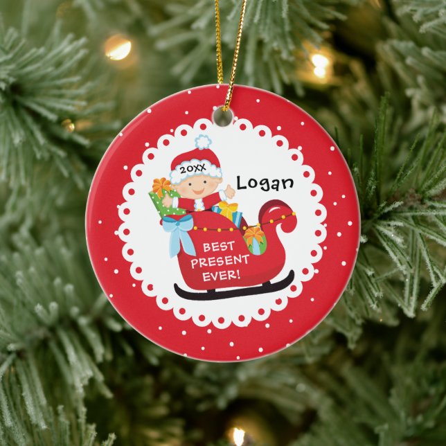 Décoration En Céramique Premier Noël du bébé le plus présent (Arbre)