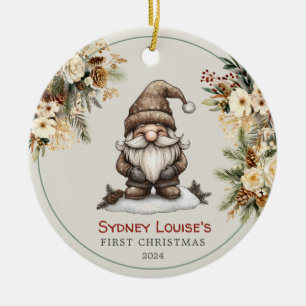 Décoration En Céramique Premier Noël du bébé mignon personnalisé Gnome