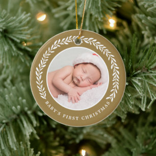 Décoration En Céramique Premier Noël du bébé Wreath Elegant Photo