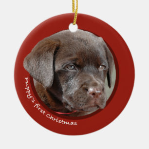 Décoration En Céramique Premier Noël du chiot (labrador retriever)