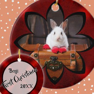 Décoration En Céramique Premier Noël du lapin blanc