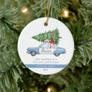 Décoration En Céramique Premier Noël d'un policier moderne personnalisé