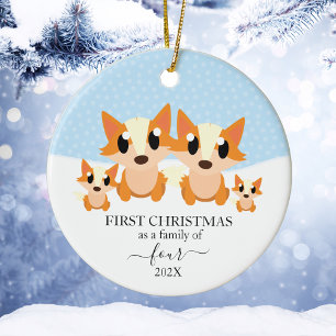 Décoration En Céramique Premier Noël en famille de 4 Renard Animal