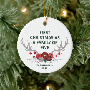 Décoration En Céramique Premier Noël En Famille De Cinq Personnalisés