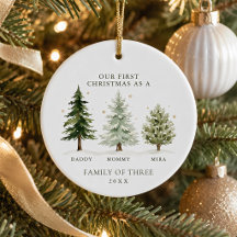 Premier Noël en famille de trois arbres personnali