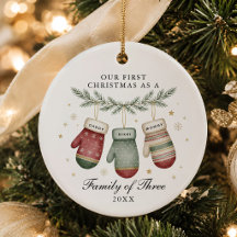 Premier Noël en famille de trois personnalisé