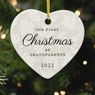 Décoration En Céramique Premier Noël en forme de cœur pour les grands-pare