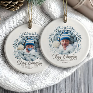 Décoration En Céramique Premier Noël En Grand-Parents Couper 2 Photo