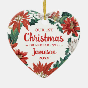 Décoration En Céramique Premier Noël en grand-parents Floral Wreath