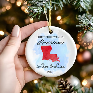 Décoration En Céramique Premier Noël en Louisiane State Orament