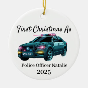 Décoration En Céramique Premier Noël en tant qu'agent de police, police 