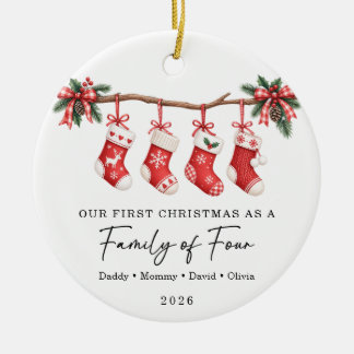 Décoration En Céramique Premier Noël en tant que famille de quatre