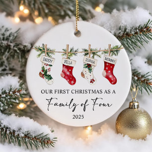 Décoration En Céramique Premier Noël en tant que famille de quatre
