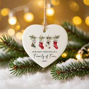 Décoration En Céramique Premier Noël en tant que famille de quatre