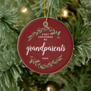 Décoration En Céramique Premier Noël En Tant Que Grand-Parents Personnalis
