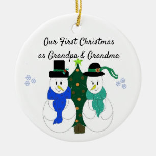 Décoration En Céramique Premier Noël en tant que grand-père et grand-mère