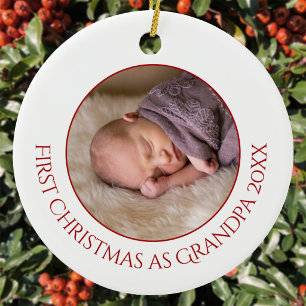 Décoration En Céramique Premier Noël en tant que grand-père Photo de bébé