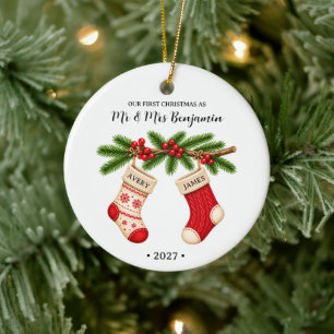 Décoration En Céramique Premier Noël en tant que M. et Mme Keepsake Jeune