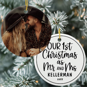 Décoration En Céramique Premier Noël en tant que M. et Mme Nom personnalis