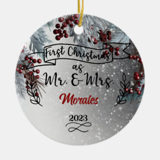 Décoration En Céramique Premier Noël en tant que M. & Mme.