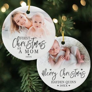 Décoration En Céramique Premier Noël en tant que maman Photo de bébé Mère