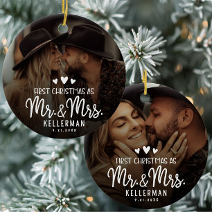 Décoration En Céramique Premier Noël en tant que photo de couple M. et Mme