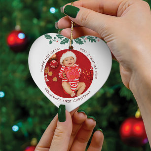 Décoration En Céramique Premier Noël en tant que photos de grand-mère bébé
