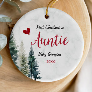 Décoration En Céramique Premier Noël en tant que Tante avec un Cœur Rouge