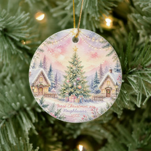 Décoration En Céramique Premier Noël en tant que voisins Illustration mign