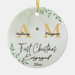 Décoration En Céramique Premier Noël Engagé Personnalisé Monogramme Nom