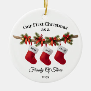 Décoration En Céramique Premier Noël Ensemble comme une famille de trois