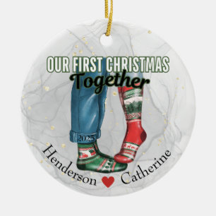 Décoration En Céramique Premier Noël Ensemble Couple en Chaussettes
