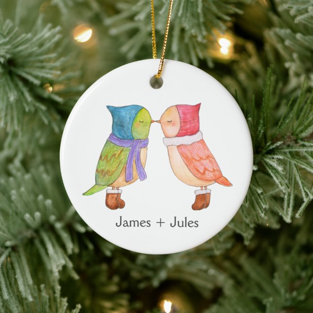 Décoration En Céramique Premier Noël ensemble mignons Lovebirds Custom (Arbre)