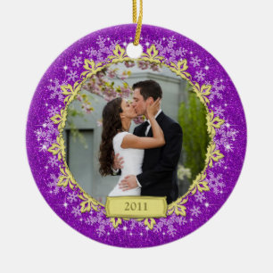Décoration En Céramique Premier Noël Ensemble Purple Snowflake Photo