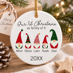 Décoration En Céramique Premier Noël Famille de cinq Gnomes Scandinaves