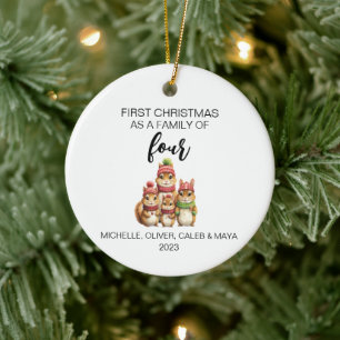 Décoration En Céramique Premier Noël Famille de quatre tamias