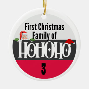 Décoration En Céramique Premier Noël Ho Ho Ho Famille de personnalisation