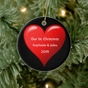 Décoration En Céramique Premier Noël, le Coeur rouge mou 2019 Noir