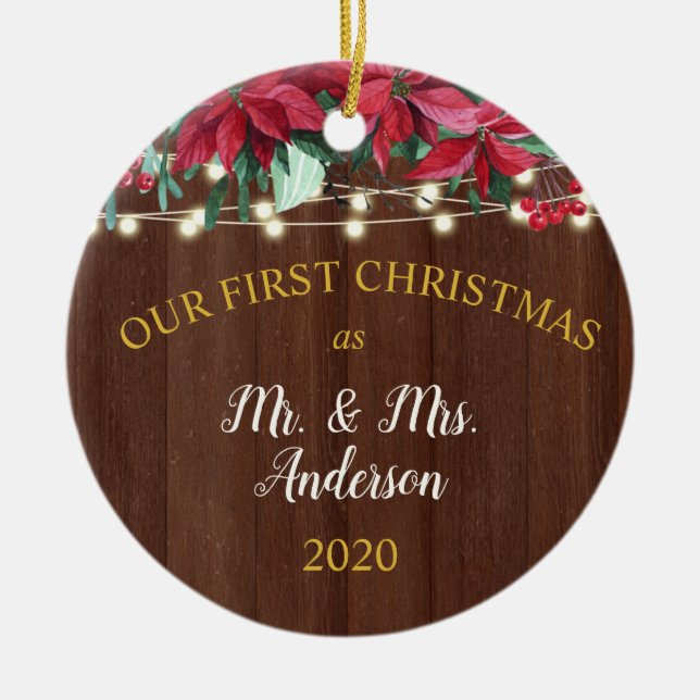 Décoration En Céramique Premier Noël Marié Russe Poinsettia Lumières (Devant)